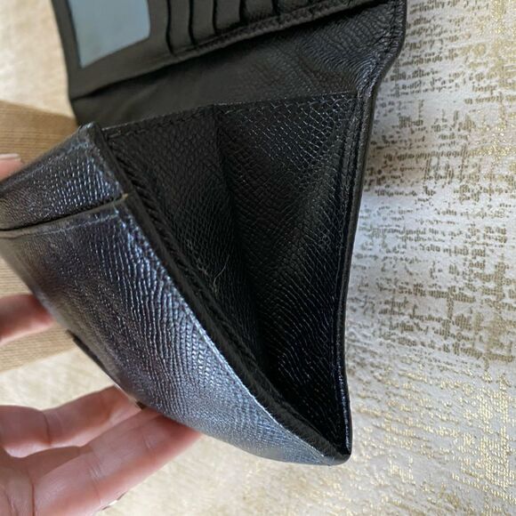 BVLGARI Black Leather Long Wallet with Teal Blue Interior and Silver Hardware. - Picture 12 of 15